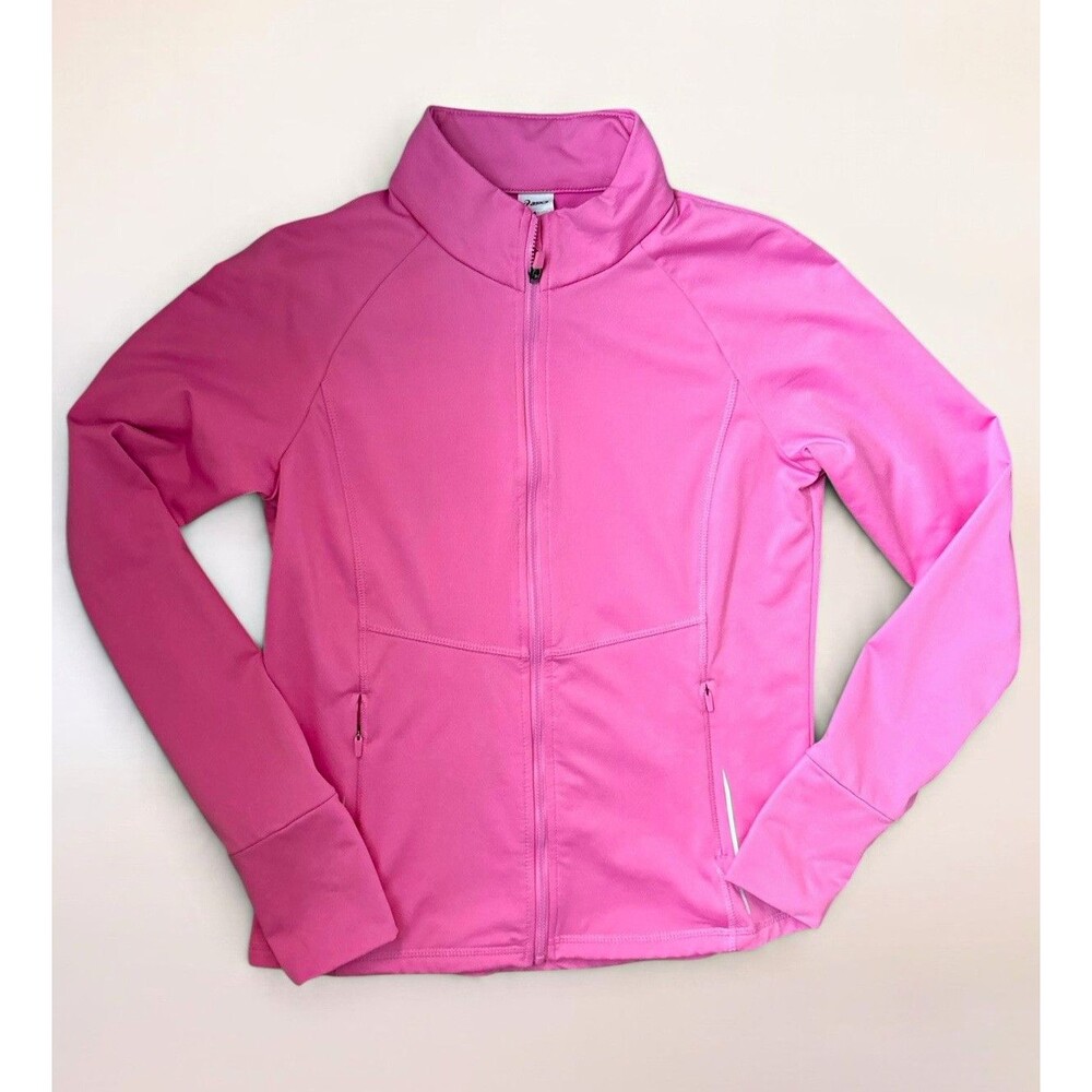 ASICS Women’s Pink Solid Full Zip Track Jacket, Size S, Polyester Long Sleeve